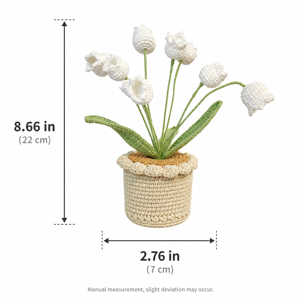 Handmade crochet bellflower potted plants, knitted artificial flowers decoration, woolen flower pot for home office desk decoration, gift