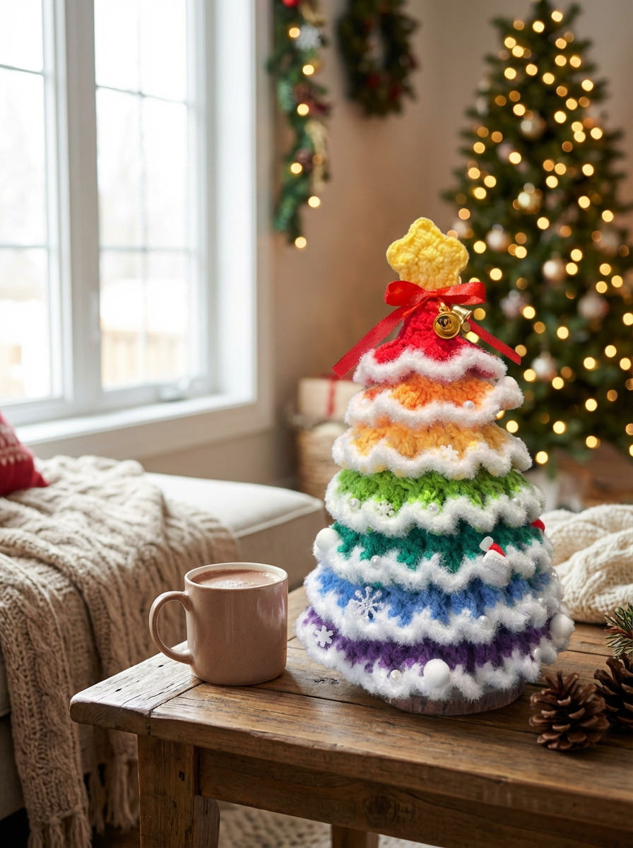 Multi-Color Layered Crocheted Christmas Tree - Dreamy Holiday