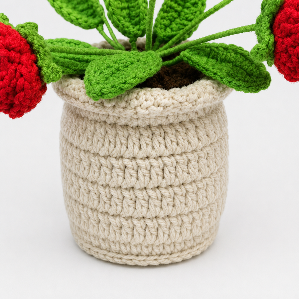 Handmade Crochet Rose Potted Plant Decor | Cute Home & Office Desk Decoration | Everlasting Faux Plant Ornament | Gift for Women & Housewarming Decor