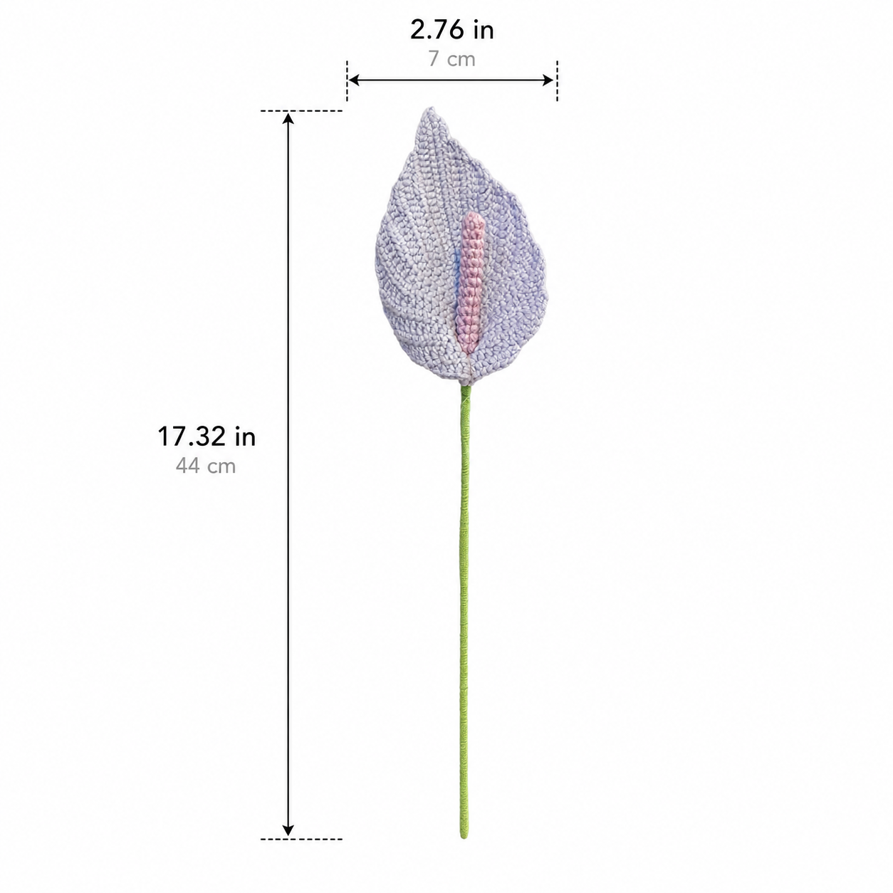 Hand-knitted flower candle stem, white artificial flower decoration, long stem yarn flower for vase, home office desk decoration, women's gift