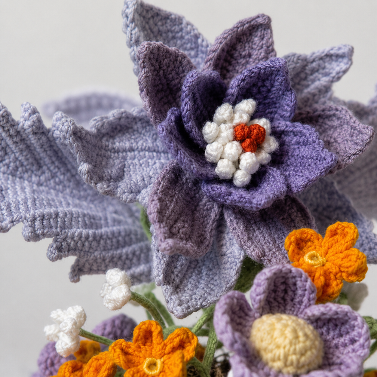 Handmade crochet floral flower cart flower pot | retro bus flower pot home decoration