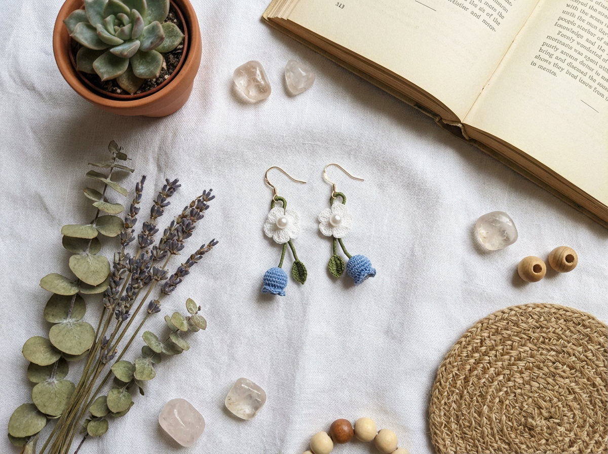Handmade Crocheted Lily of the Valley Earrings – Fresh and Romantic