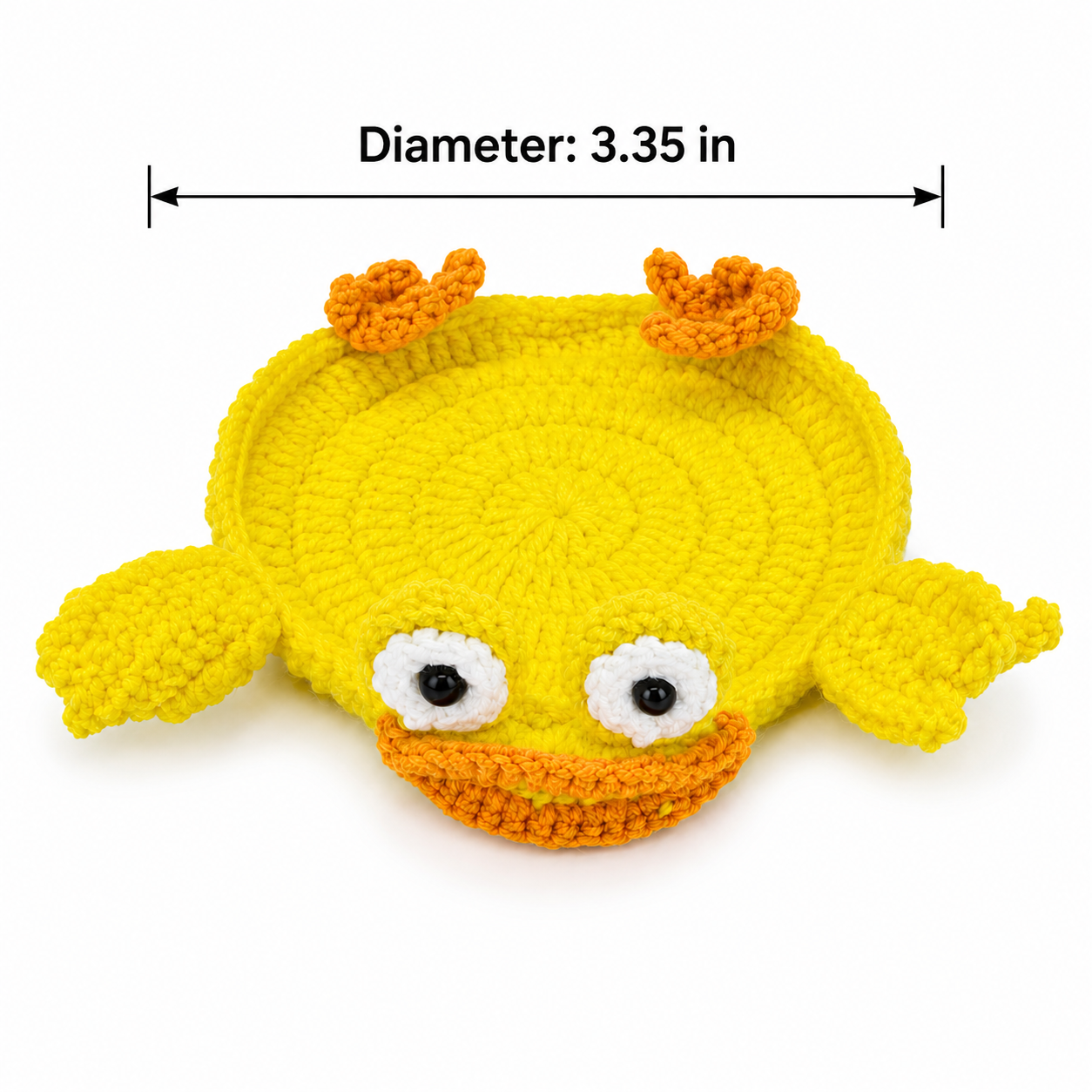 Handmade Crochet Duck Coaster, Cute Knitted Duck Face Placemat, Yellow Cartoon Duck Yarn Table Decor, Soft Absorbent Drink Coaster for Home Kitchen Office Desk, Fun Gift for Kids and Adults