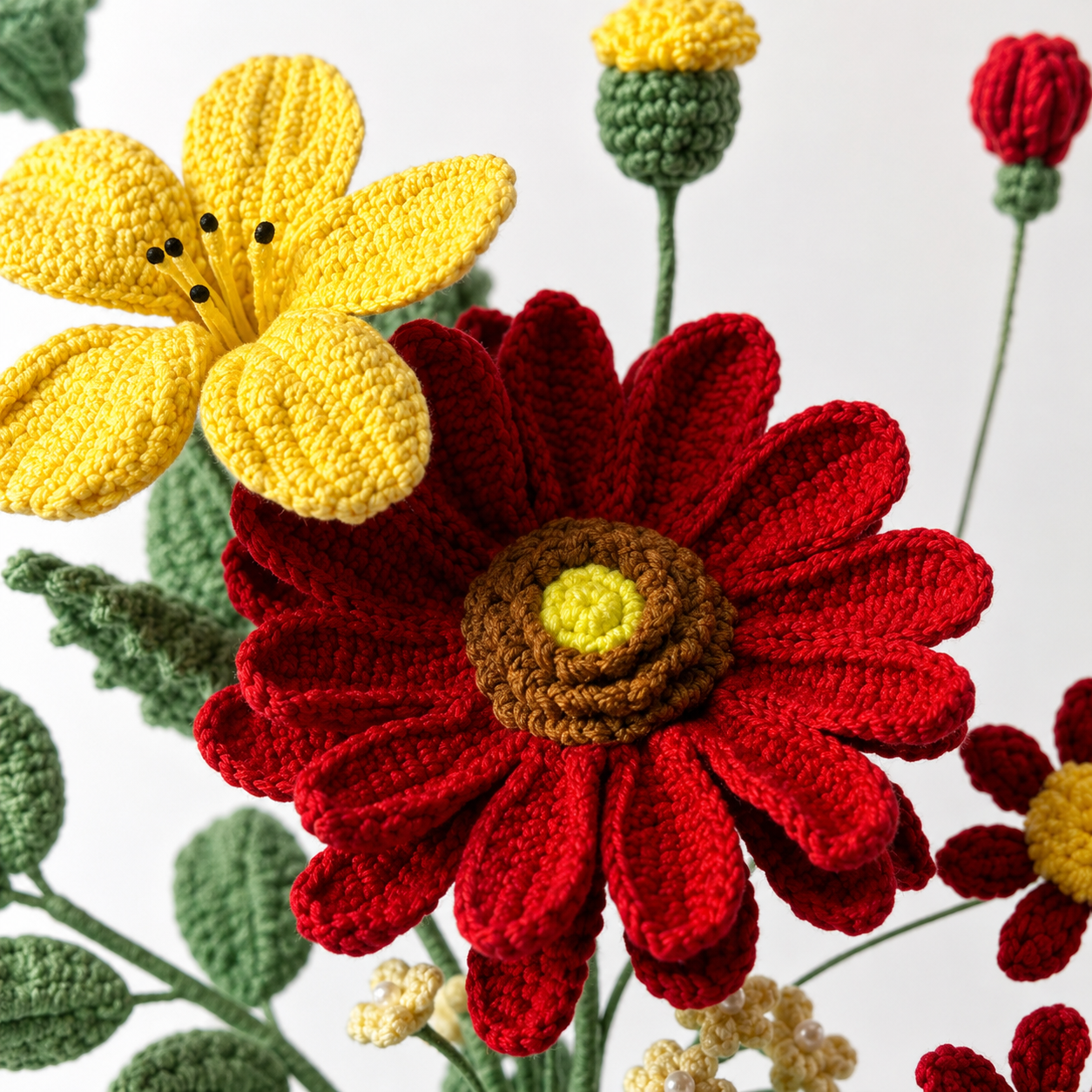 Handmade Crochet Flower Bouquet in “Thank You Teacher” Mug | Knitted Daisy & Sunflower Arrangement | Unique Teacher Appreciation Gift, Desk Home Office Decor, Eternal Floral Gift