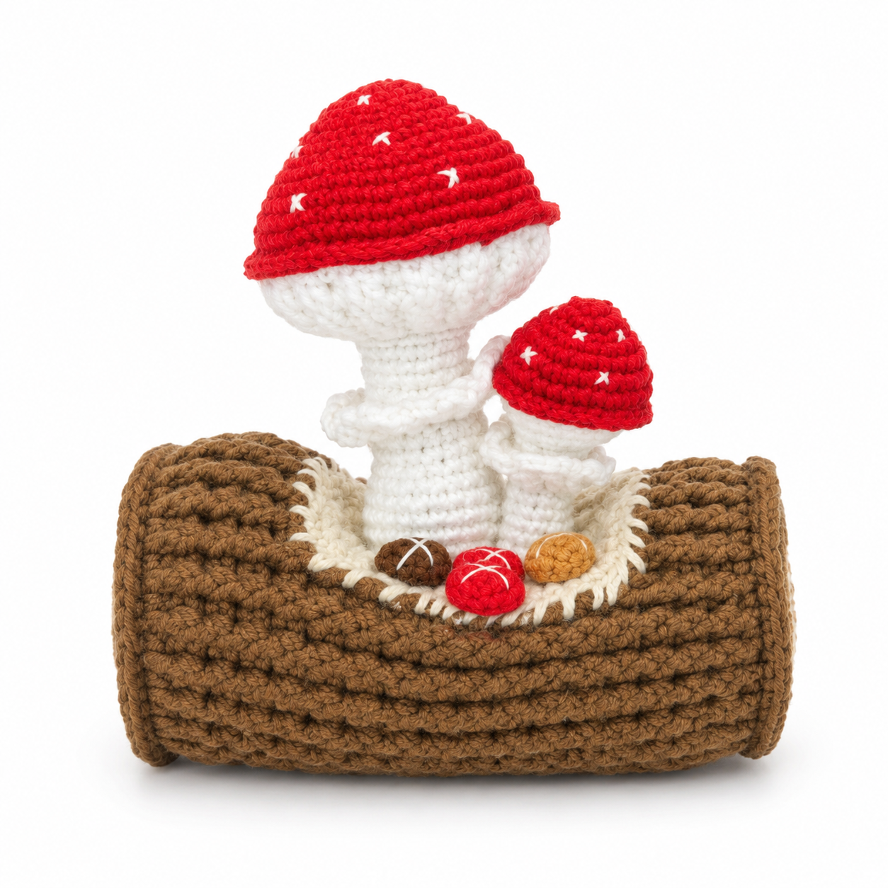 Handmade crochet mushroom decoration | Cute knitted mushroom home desktop decoration | Country forest style bookshelf, desk, bedroom decoration gift