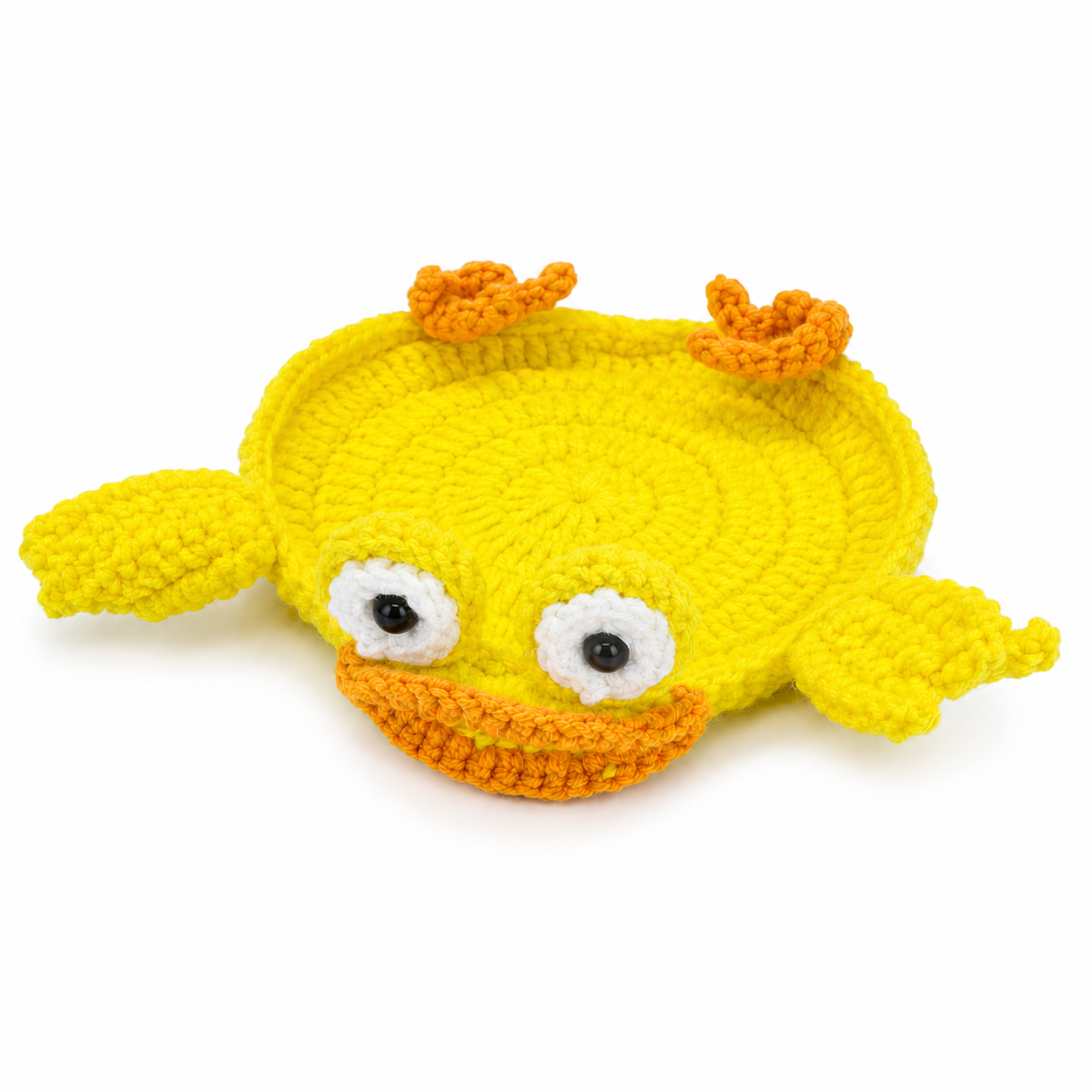 Handmade Crochet Duck Coaster, Cute Knitted Duck Face Placemat, Yellow Cartoon Duck Yarn Table Decor, Soft Absorbent Drink Coaster for Home Kitchen Office Desk, Fun Gift for Kids and Adults