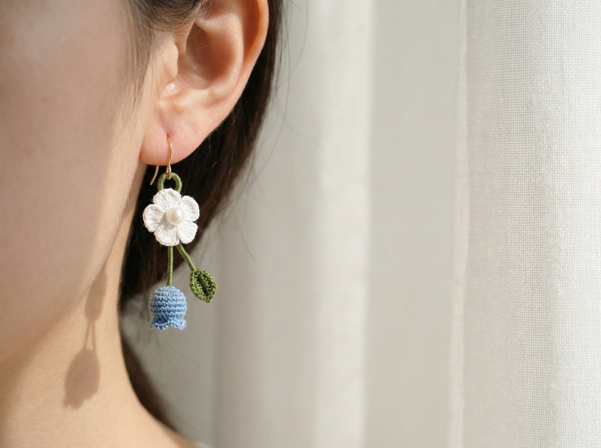 Handmade Crocheted Lily of the Valley Earrings – Fresh and Romantic