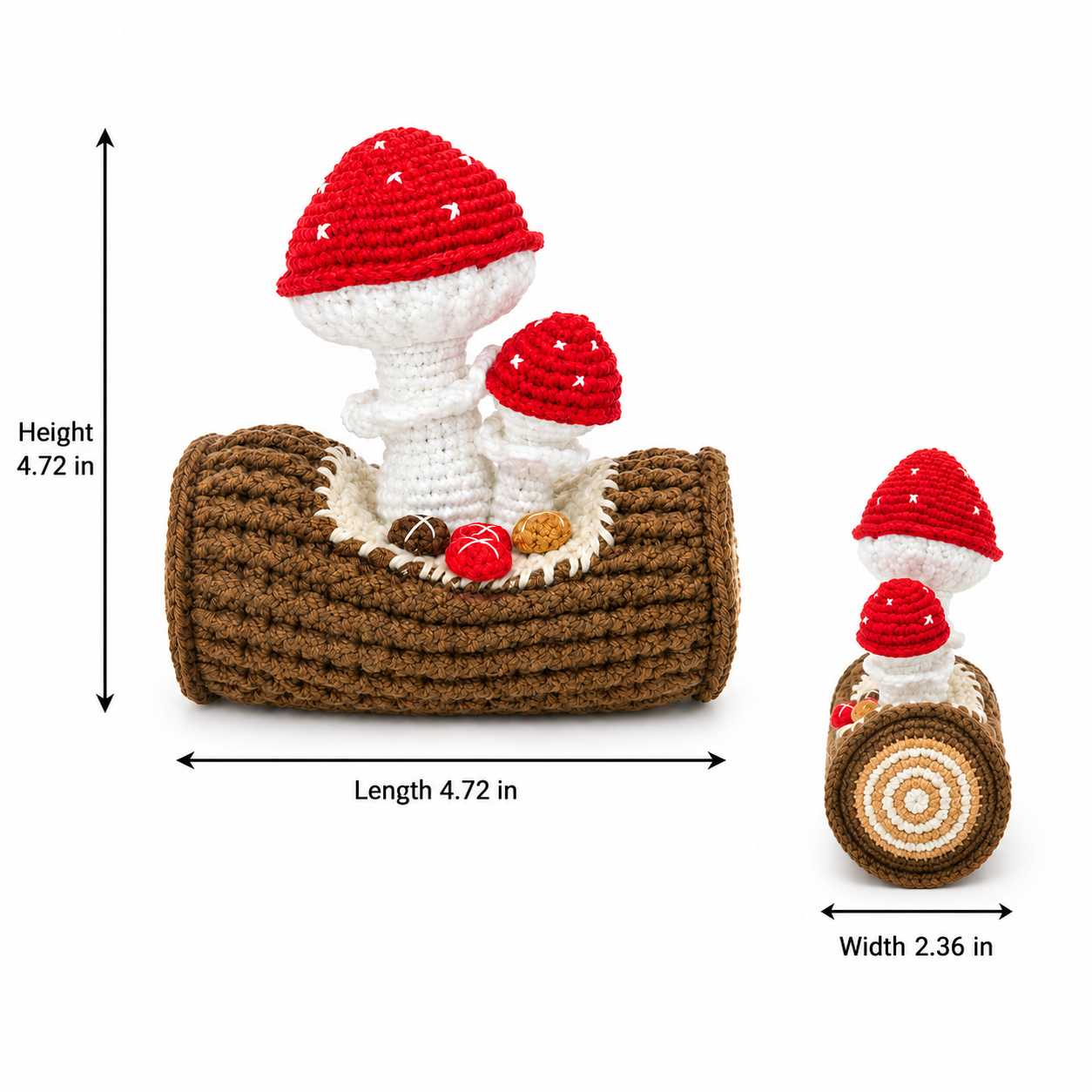 Handmade crochet mushroom decoration | Cute knitted mushroom home desktop decoration | Country forest style bookshelf, desk, bedroom decoration gift