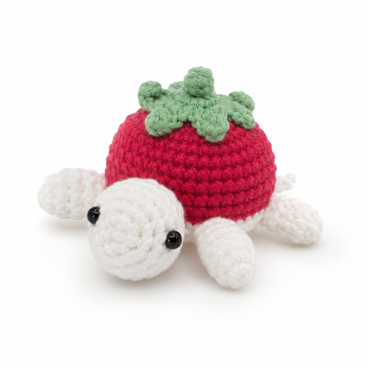Handmade Crochet Turtle Decor, Cute Strawberry Shell Turtle Figurine, Knitted Mini Turtle Stuffed Ornament for Desk Shelf Bedroom Living Room, Cozy Handmade Gift for Women Kids Friends