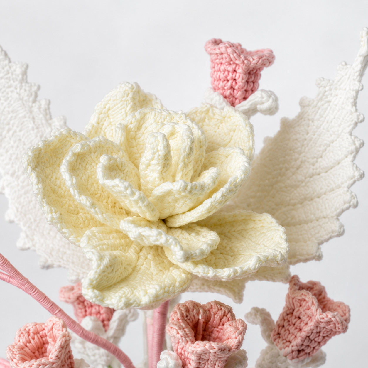 Handmade Crochet Flower Bouquet in Vase | Knitted Floral Home Decor | Desk & Room Decoration Gift